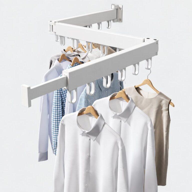 Storage – Cleaning – Drying Racks Wall-Mounted Tri-Fold Towel Rack