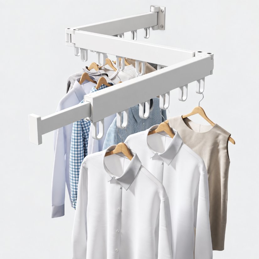 Storage – Cleaning – Drying Racks Wall-Mounted Tri-Fold Towel Rack